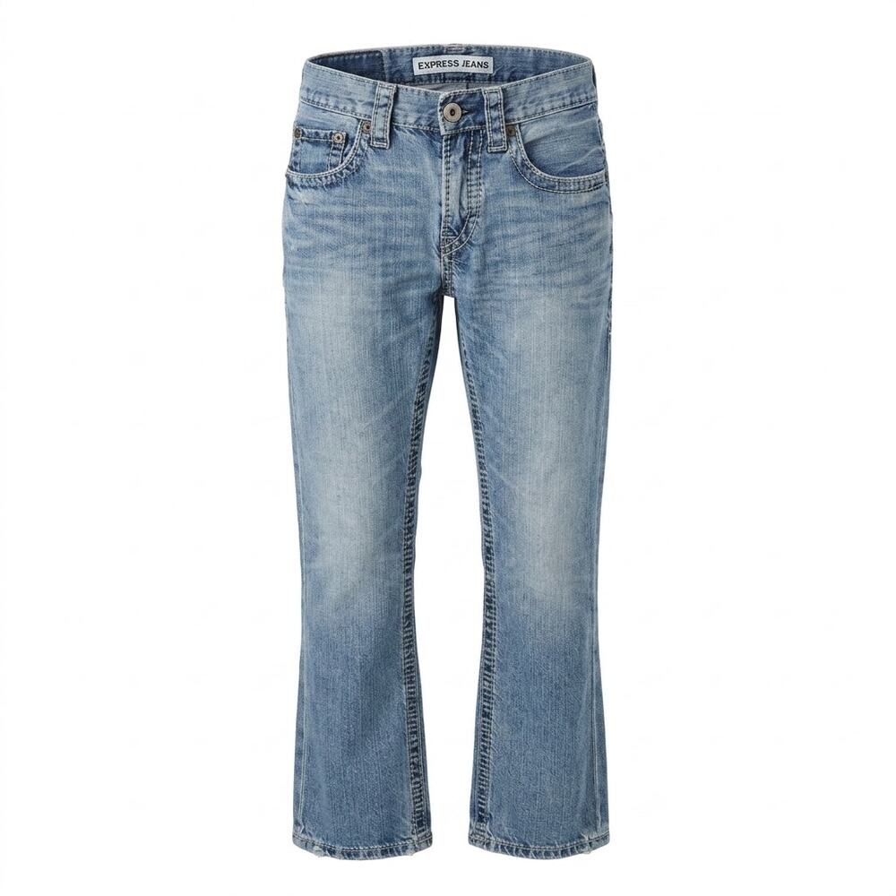 Express Rocco Blue Light Wash Bootcut Slim Fit Jeans Men Size W28 L30